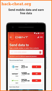 DENT - Send mobile data top-up screenshot