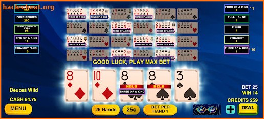 Deuces Wild Multi Video Poker screenshot