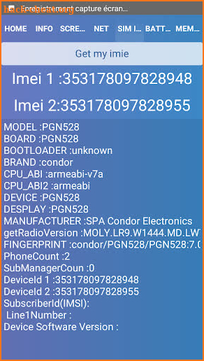 Device inf screenshot