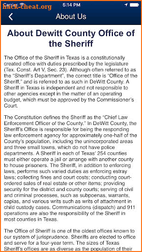 DeWitt County Sheriff's Office Texas screenshot