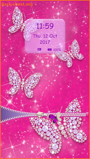 Diamond Butterfly Zipper Screen Lock screenshot