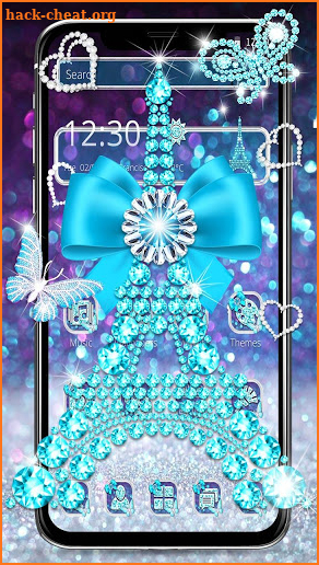 Diamond Eiffel Tower & Butterfly Theme screenshot