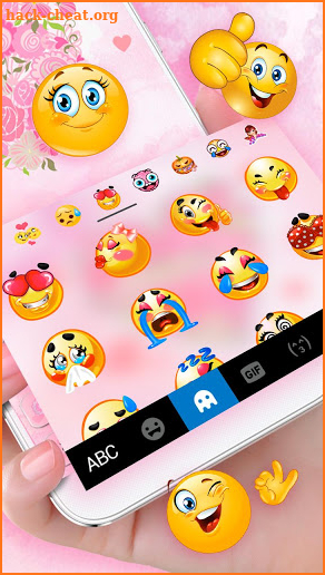 Diamond Pink Flora Heart Keyboard Theme screenshot