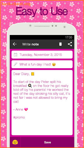 Diary with lock screenshot