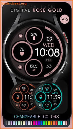 Digital Rose Gold 6 watch face screenshot