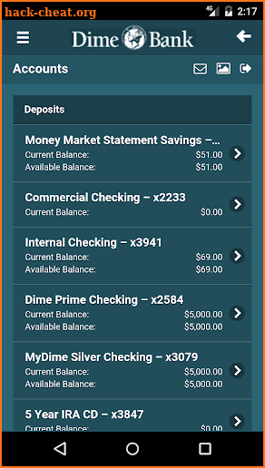 Dime Bank Mobile Banking screenshot