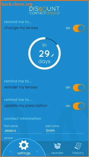 DiscountContactLenses.com screenshot