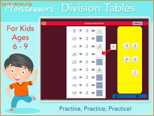 Division Tables - Montessori Math for Kids! screenshot