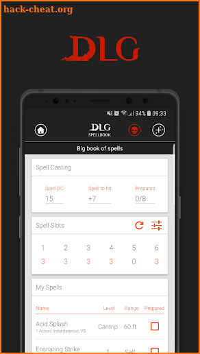 DLG Spellbook 5E for D&D screenshot
