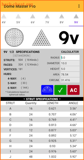 Dome Master PRO Geodesic Dome Calculator screenshot