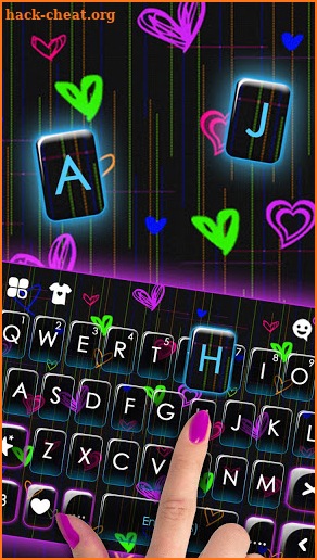 Doodle Neon Hearts Keyboard Theme screenshot