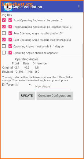 Drive Line Angle Manager screenshot