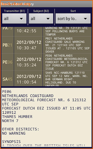 DroidNavtex for marine screenshot