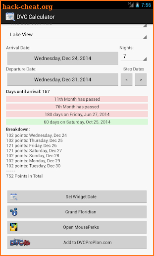 DVC Calculator screenshot