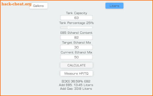 E85 Mix Calculator screenshot