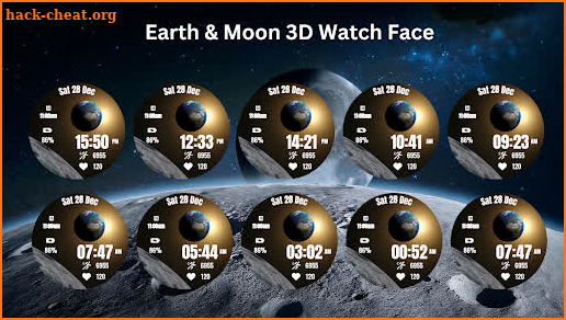 Earth & Moon 3D Watch Face screenshot