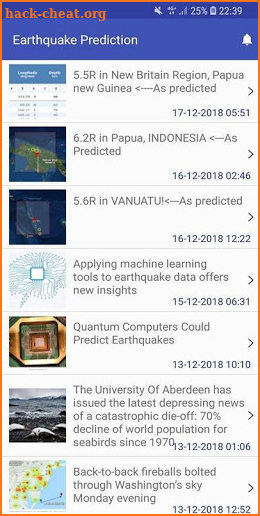 Earthquake Prediction News screenshot