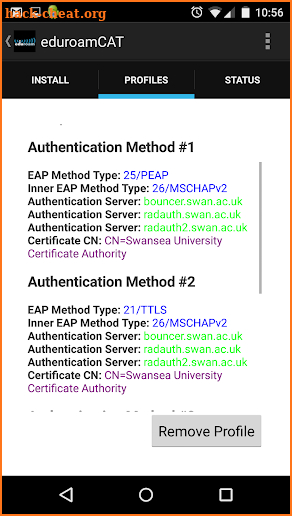 eduroam CAT screenshot