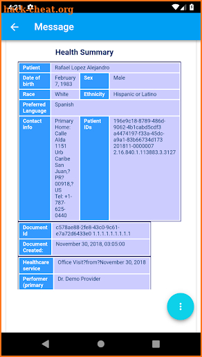 EHRez Patient Portal screenshot