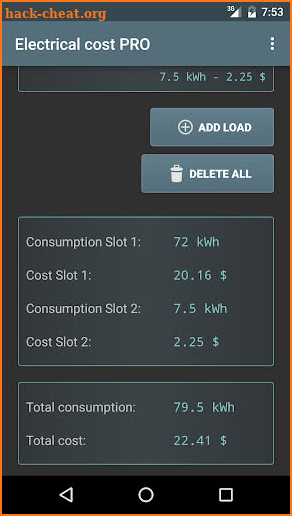 Electrical Cost PRO Key screenshot