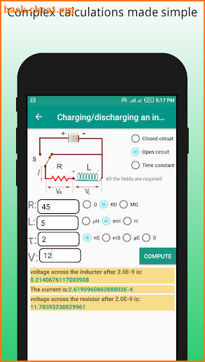 Electronic Components & Circuit calculator screenshot