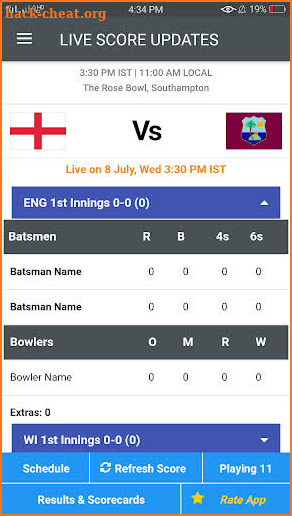 ENG vs WI Live Score 2020 - Test Match Scorecard screenshot