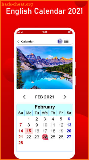 English Calendar 2021 screenshot