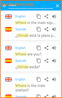 English - Spanish. Translator screenshot