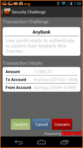 Entrust IG Mobile Smart Cred screenshot