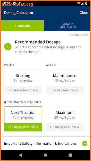 EPIDIOLEX® Dosing Calculator screenshot