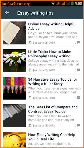 Essay writer information screenshot