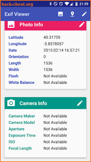 EXIF Viewer: Exif editor GPS screenshot