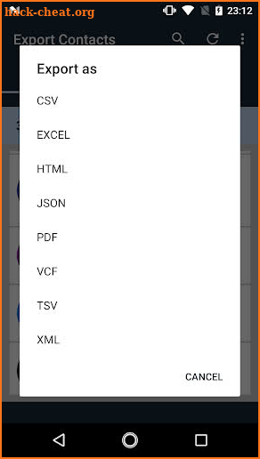 Export Contacts screenshot