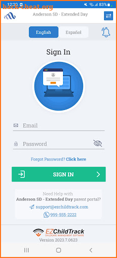 EZChildTrack Parent Portal screenshot