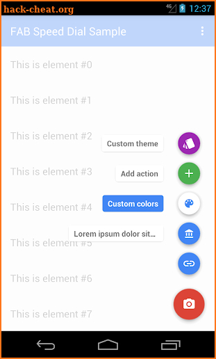 FAB Speed Dial Sample screenshot