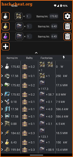 Factorio calculator screenshot