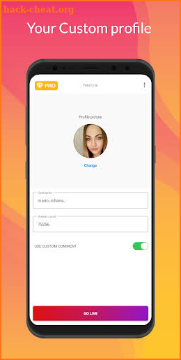 Fake Live - Set Custom Comment screenshot