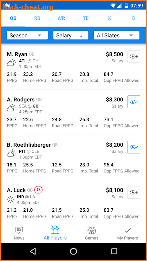 FanDuel Scout screenshot