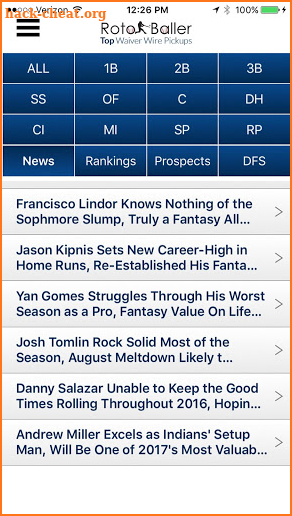 Fantasy Baseball Waiver Wire screenshot