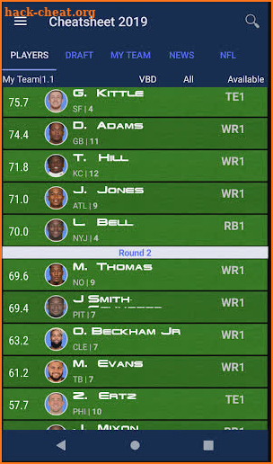 Fantasy Football Cheatsheet 19 screenshot