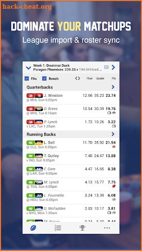 Fantasy Football Lineup Dominator 2018 screenshot
