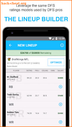 FantasyLabs - DFS Lineup Builder, Props, Articles screenshot