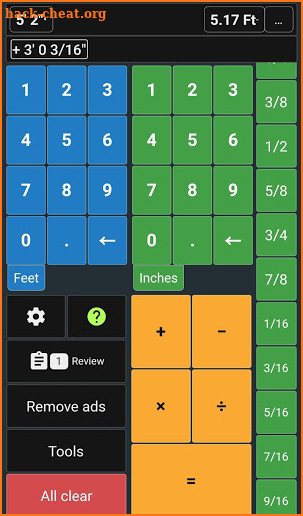 Feet & Inches Construction Calculator screenshot