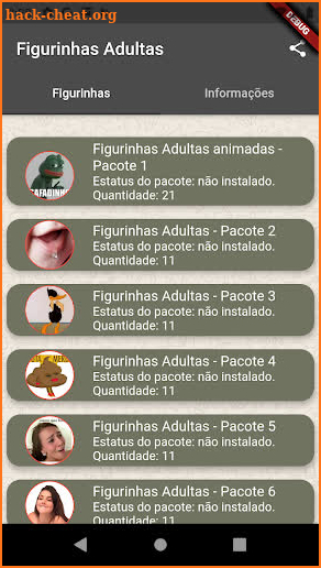 Figurinhas pesadas 18 cantadas screenshot