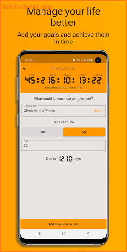FinalCountdown Bucket List App screenshot