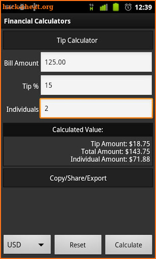 Financial Calculators screenshot