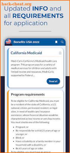 Find benefits in USA screenshot