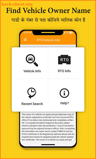 Find Vehicle Owner Detail / RTO Vehicle Details screenshot