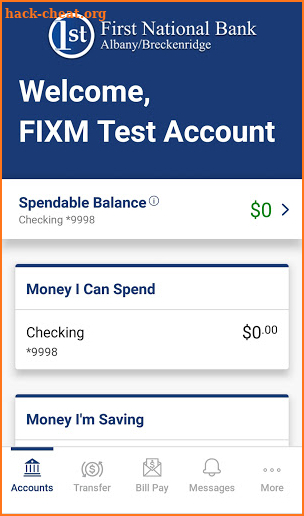 First National Bank – A/B screenshot