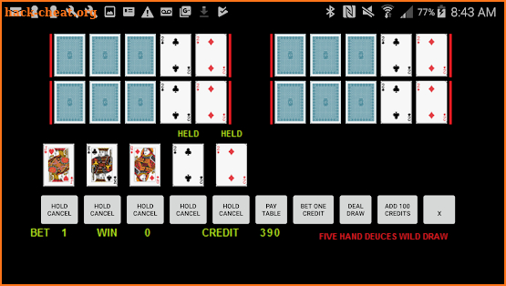 Five Hand Deuces Wild Draw screenshot